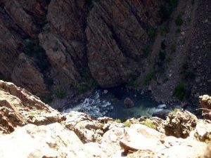 Looking down the canyon at the river below by Kathy Alexander.