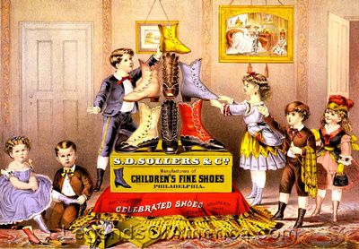 S.D. Sollers & Co., Manufacturers of Children's Fine Shoes, Philadelphia, Pennsylvania, 1874 advertisement S.D. Sollers & Co., Manufacturers of Children's Fine Shoes, Philadelphia, Pennsylvania, 1874 advertisement