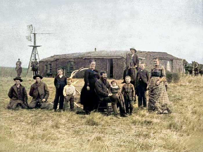 Homesteader George O. Waters, Dry Valley, near Comstock, Nebraska, by Solomon D. Butcher, 1887. 