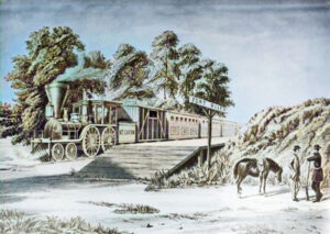 The railroad reaches Fort Riley, Kansas.