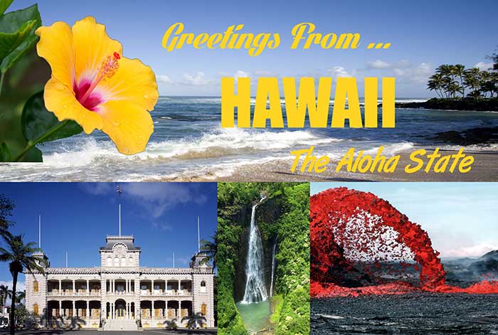 Greetings from Hawaii Postcard sold at Legends' General Store. Greetings from Hawaii