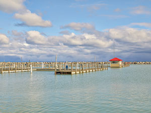 Slips and breakwater on Lake Huron in Lexington, Michigan by Carol Highsmith.