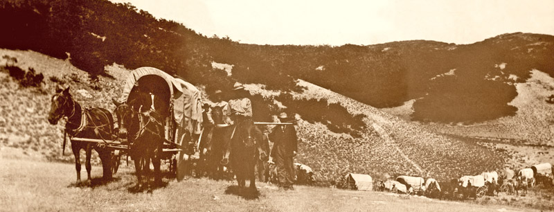 Mormon Pioneers entering the Salt Lake Valley.