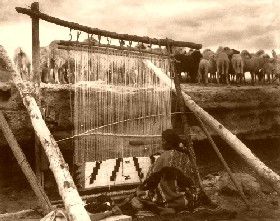 Navajo weaving, 1915, photo by William J. Carpenter