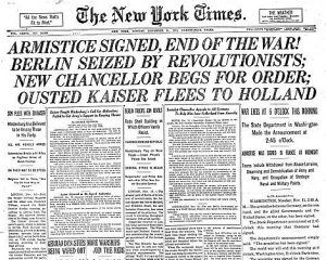 New York Times, page 1, November 11, 1918. 