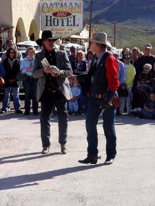 Gunfight recreation in Oatman, Arizona. Gunfight recreation in Oatman, Arizona.