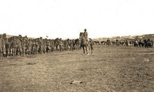 Wolcott's Regulators surrendering at the T.A. Ranch in Wyoming. Wolcott's Regulators surrendering at the T.A. Ranch in Wyoming.